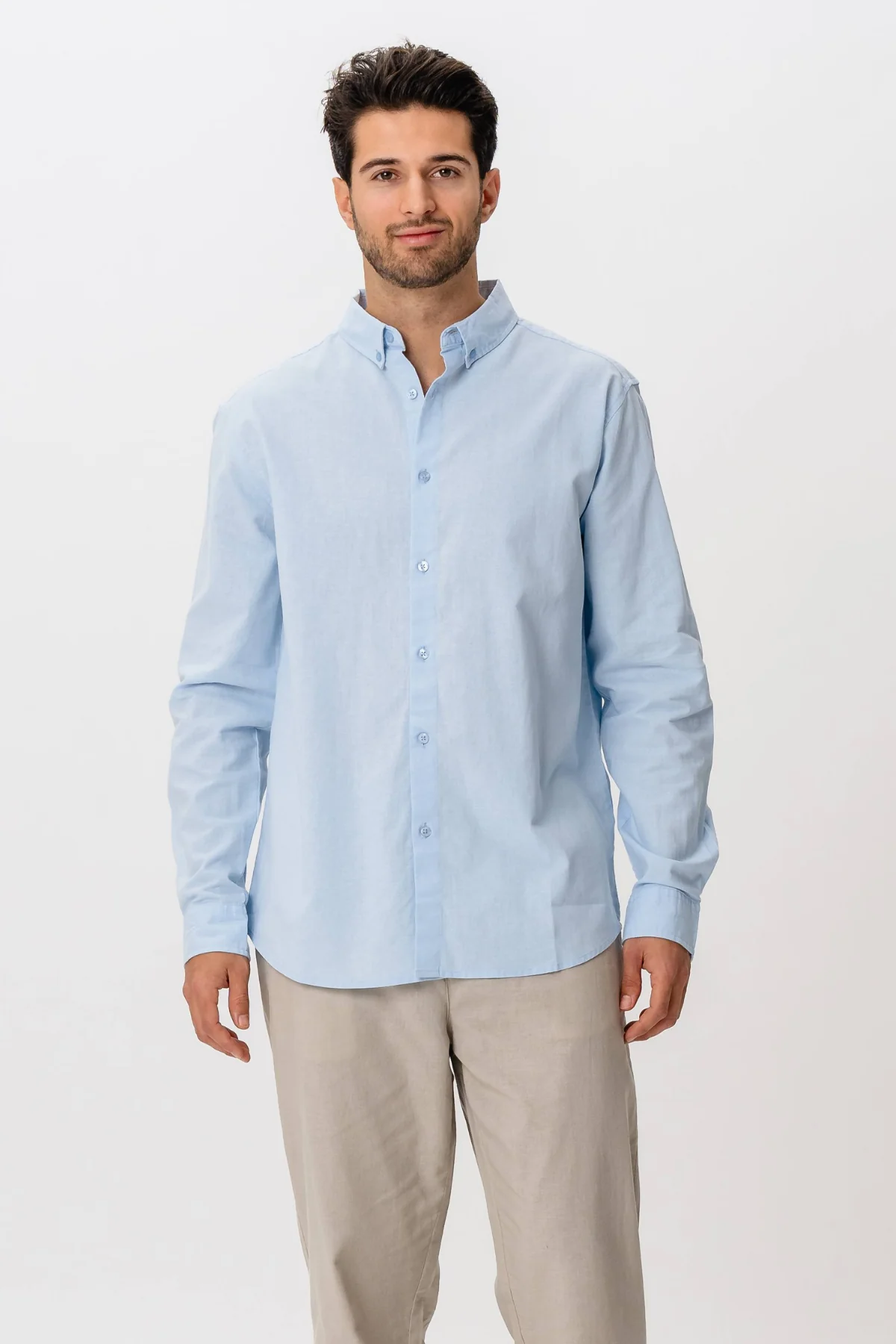 Camisa de lino - azul claro - Imagen 6