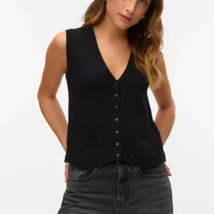 Chaleco de cuello en V dorado - negro