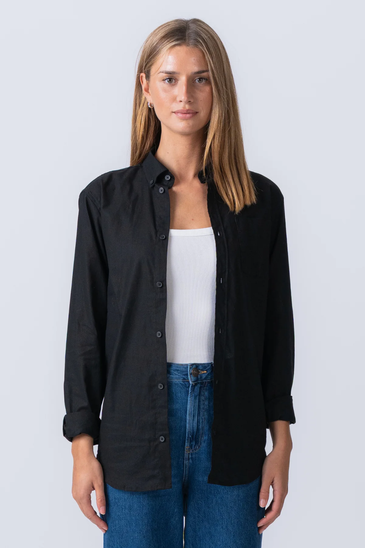 Boyfriend Oxford Shirt - Negro