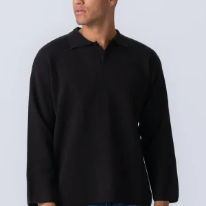 Polo de manga larga de punto - negro