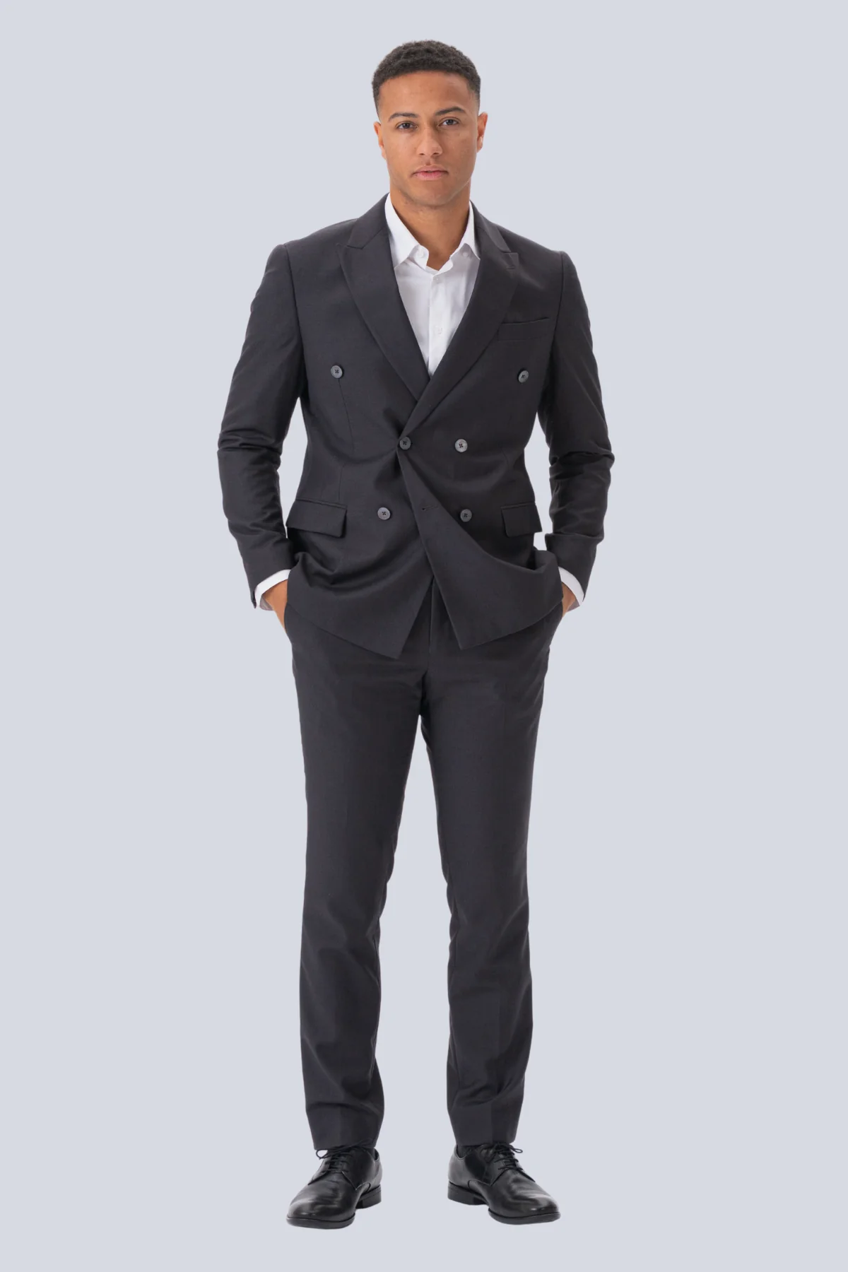 Premium Blazer de doble pecho-Grey-Brown - Imagen 3