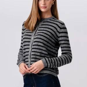 Cárdigan de punto a rayas Crizette - Gris/Negro