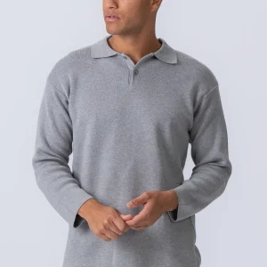 Polo de manga larga de punto - gris