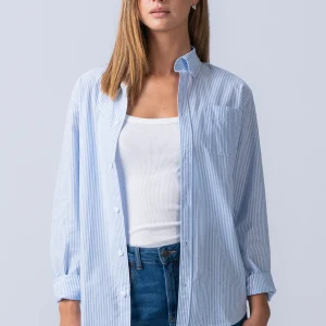 Boyfriend Oxford Shirt - Azul claro/blanco