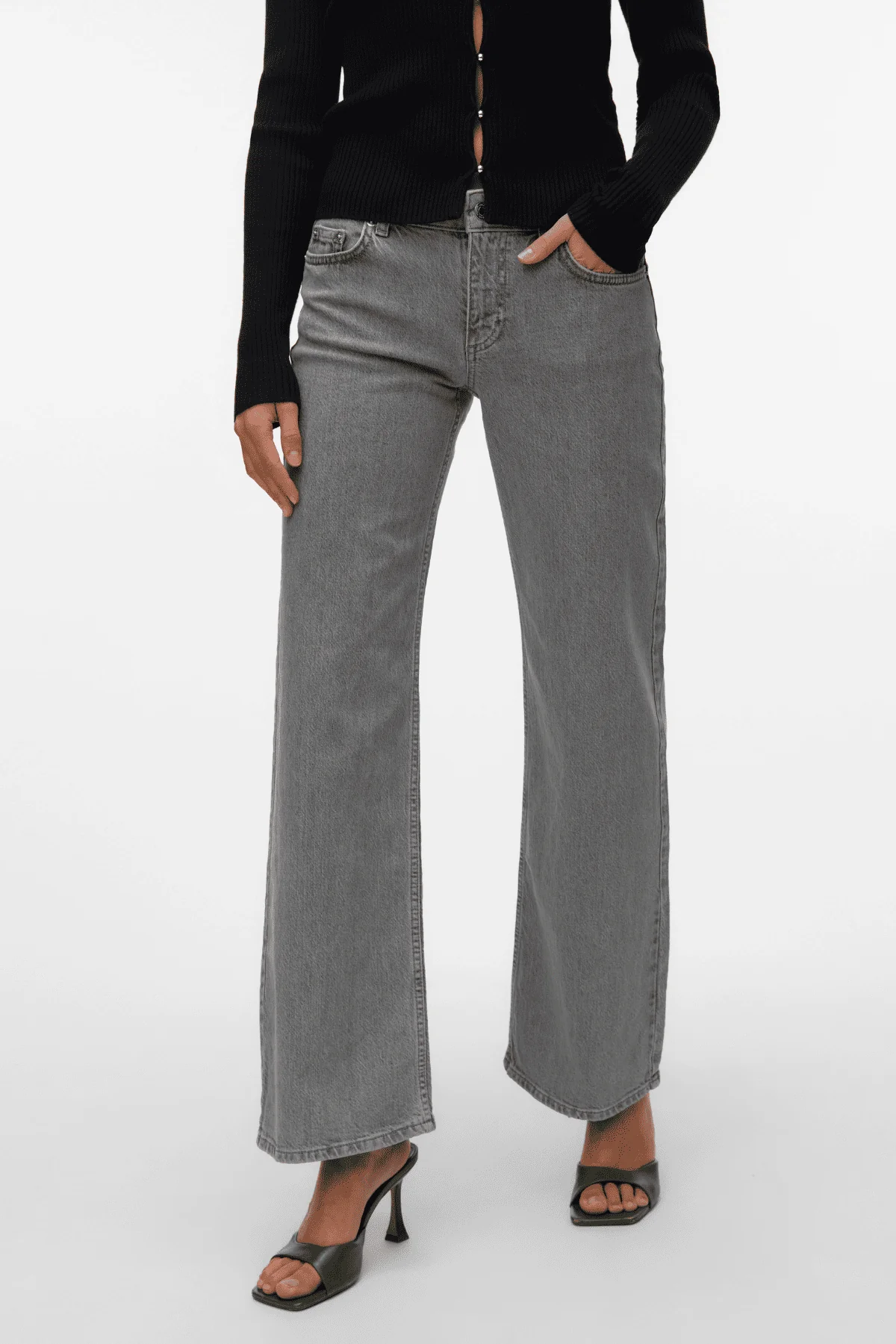 Jeans de mezclilla de cintura baja de Alexis - mezclilla gris claro