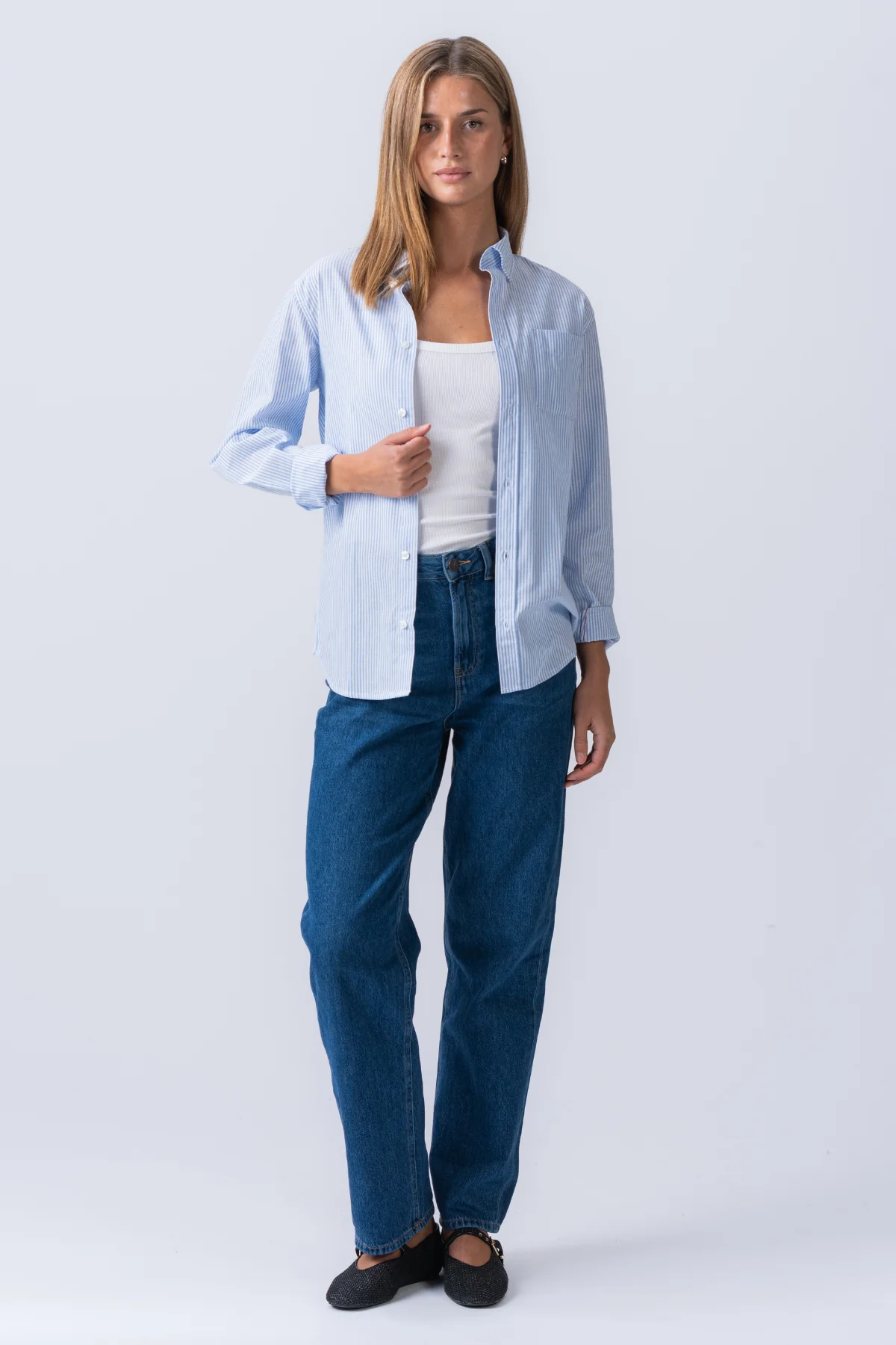 Boyfriend Oxford Shirt - Azul claro/blanco - Imagen 5