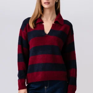 Nora Knit - Borgoña/Azul profundo