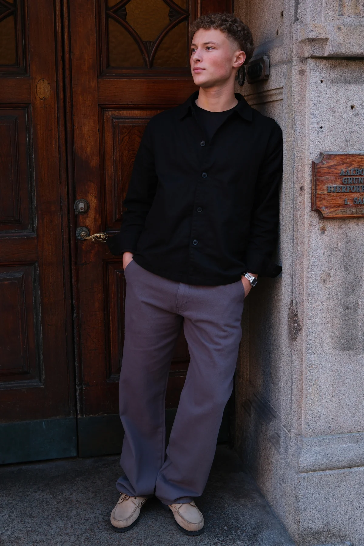 Chino recto de algodón - Gris