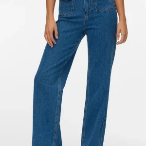 Jeans de bolsillo ancho de Tessa - mezclilla azul medio