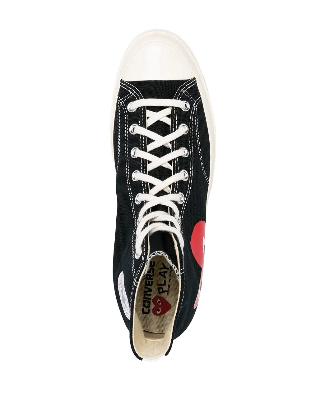 N373O Converse tenis altos de Comme Des Garçons Play x ConverseNegro corazones - Imagen 4