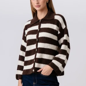 Josie Polo Knit - Marrón/Blanco roto