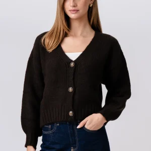 Cárdigan con cuello en V - Marrón