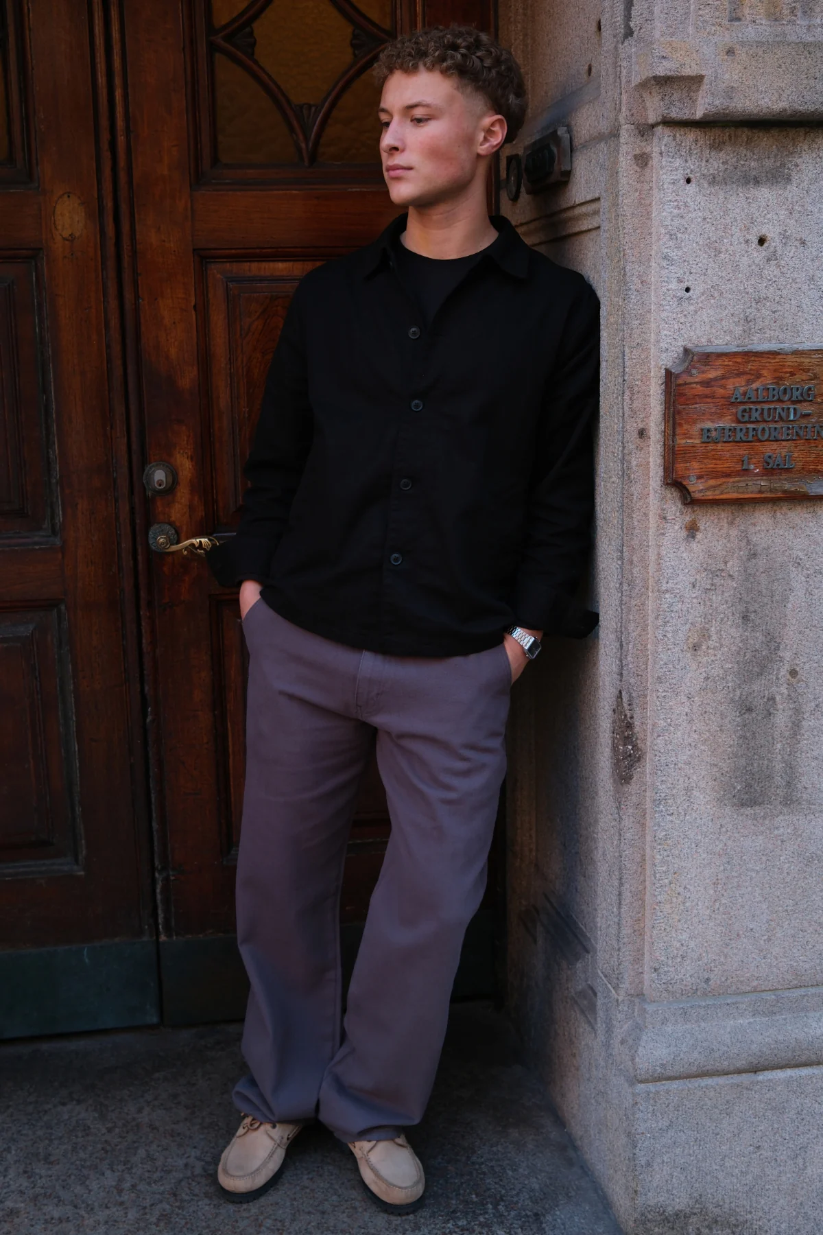 Chino recto de algodón - Gris - Imagen 3