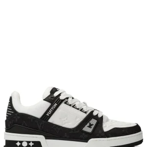 (G5) LOUIS VUITTON LV MONOGRAM BLACK DENIM SNEAKER TRAINER Negro blanco