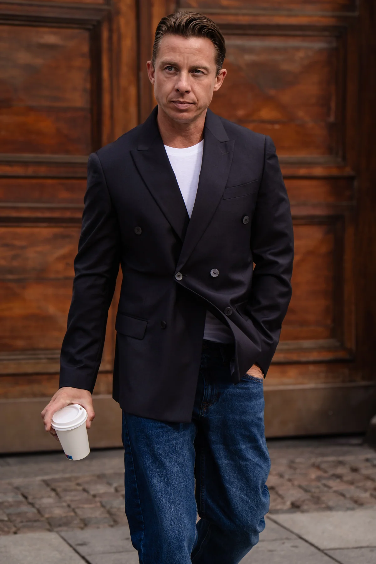 Premium Blazer de doble pecho - Negro - Imagen 5