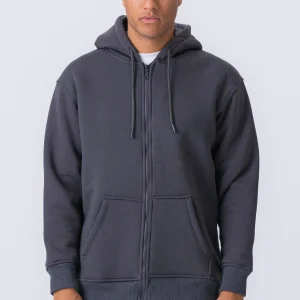 Sudadera con sudadera con cremallera relajada - gris oscuro