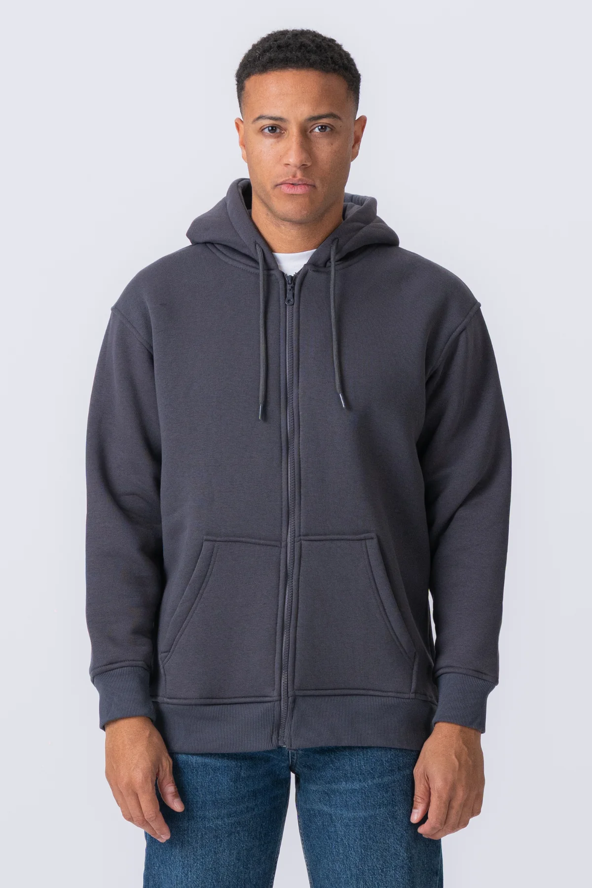 Sudadera con sudadera con cremallera relajada - gris oscuro