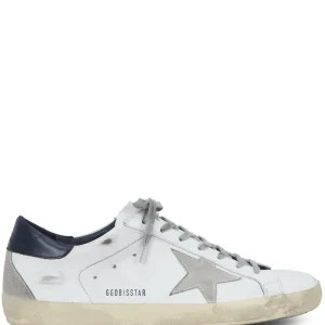 N373O GOLDEN GOOSE Superstar White Leather & Gray Star Sneaker