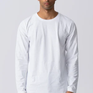 Camiseta básica de manga larga-blanco
