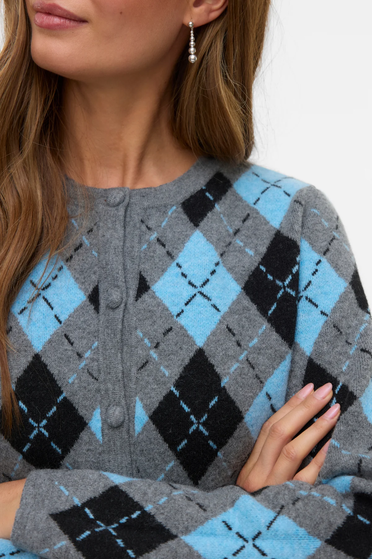 Cárdigan de cuello O Giorgia - Melange de gris medio - Imagen 3