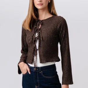 Blusa de punto con lazo Ivy - Marrón