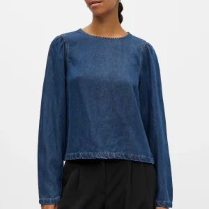 Top de marco - mezclilla azul oscuro