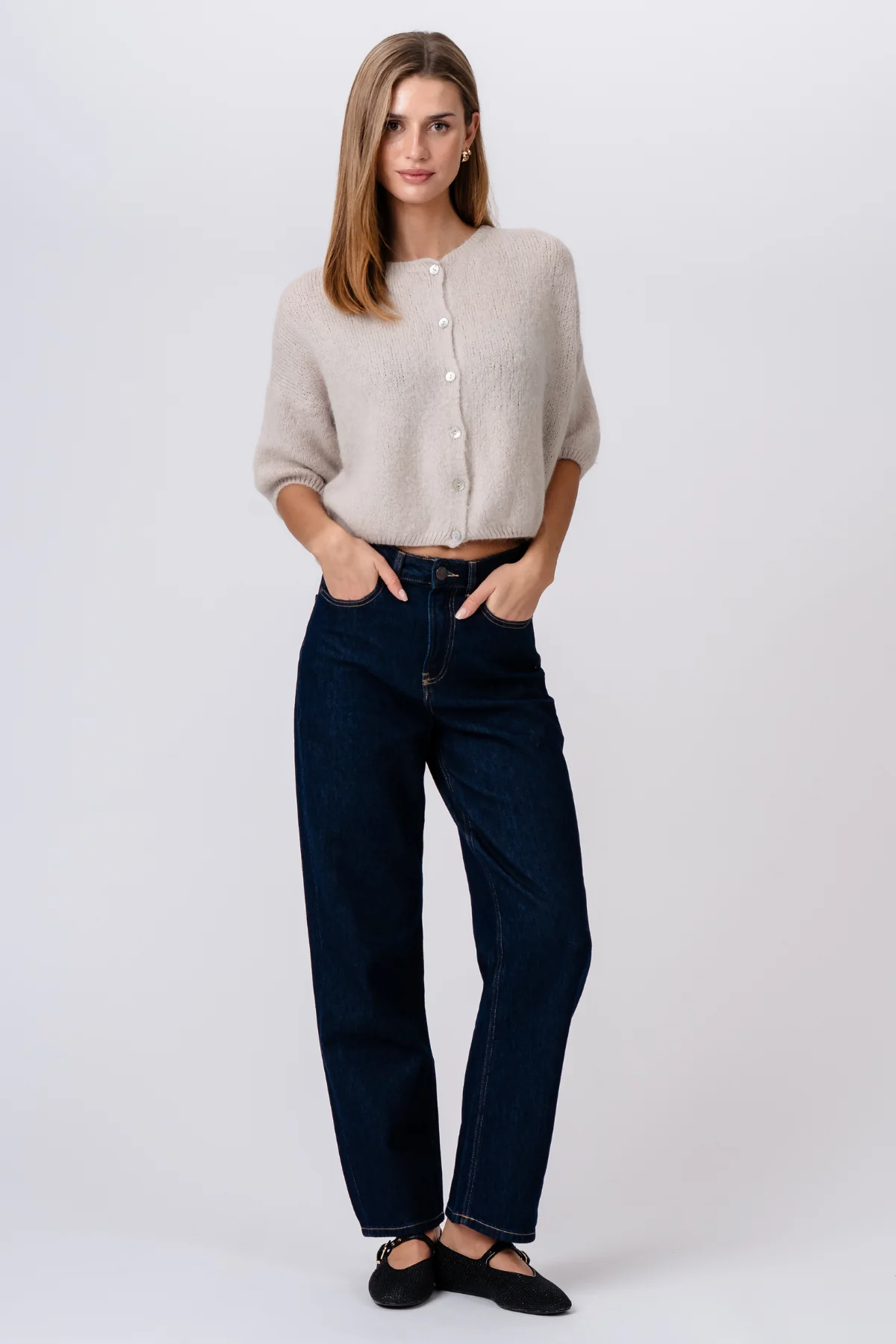 Punto Mary de manga corta - Beige - Imagen 6