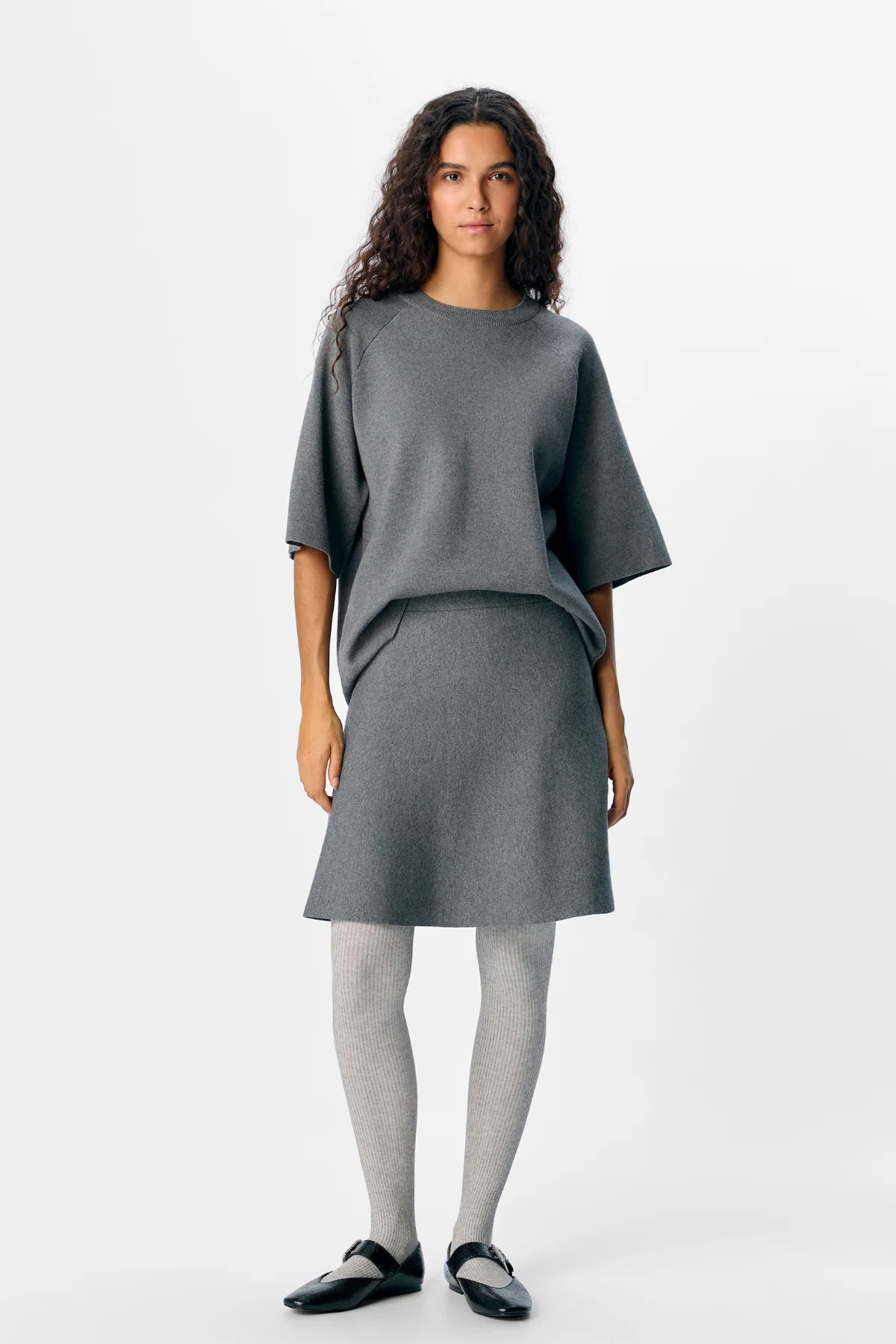 Reynard HW Falda de punto corto - Melange de gris medio - Imagen 3