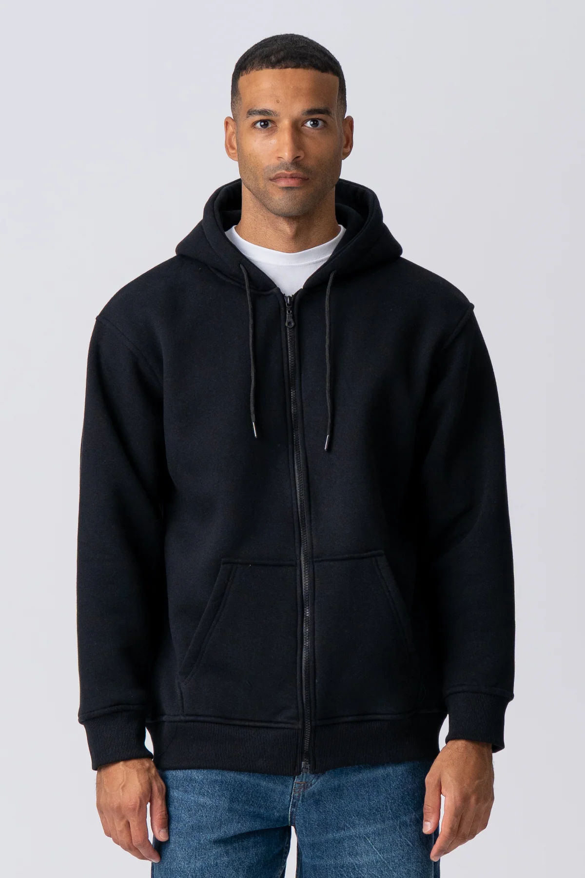 Sudadera con sudadera con cremallera relajada - negro