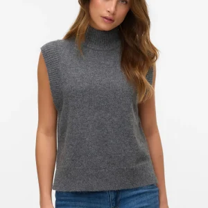 Wow chaleco de cuello alto - Melange gris medio