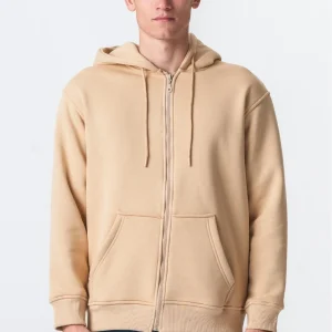 Sudadera con sudadera con cremallera relajada - beige