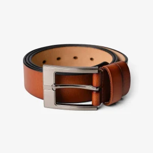 Cinturón Abilene - Cuero Marrón Oscuro - Hebilla Gris