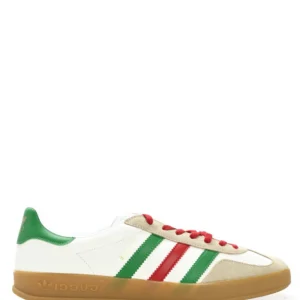 N372O GUCCI X ADIDAS Suede Demetra Rubber Mens Gazelle Sneakers 12 Oatmeal White New Shamarock Hibiscus Red