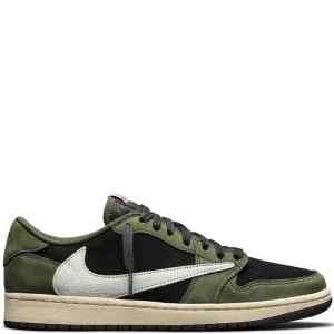 N375O Travis Scott x Air Jordan 1 Low OG Black Olive Verde Negro