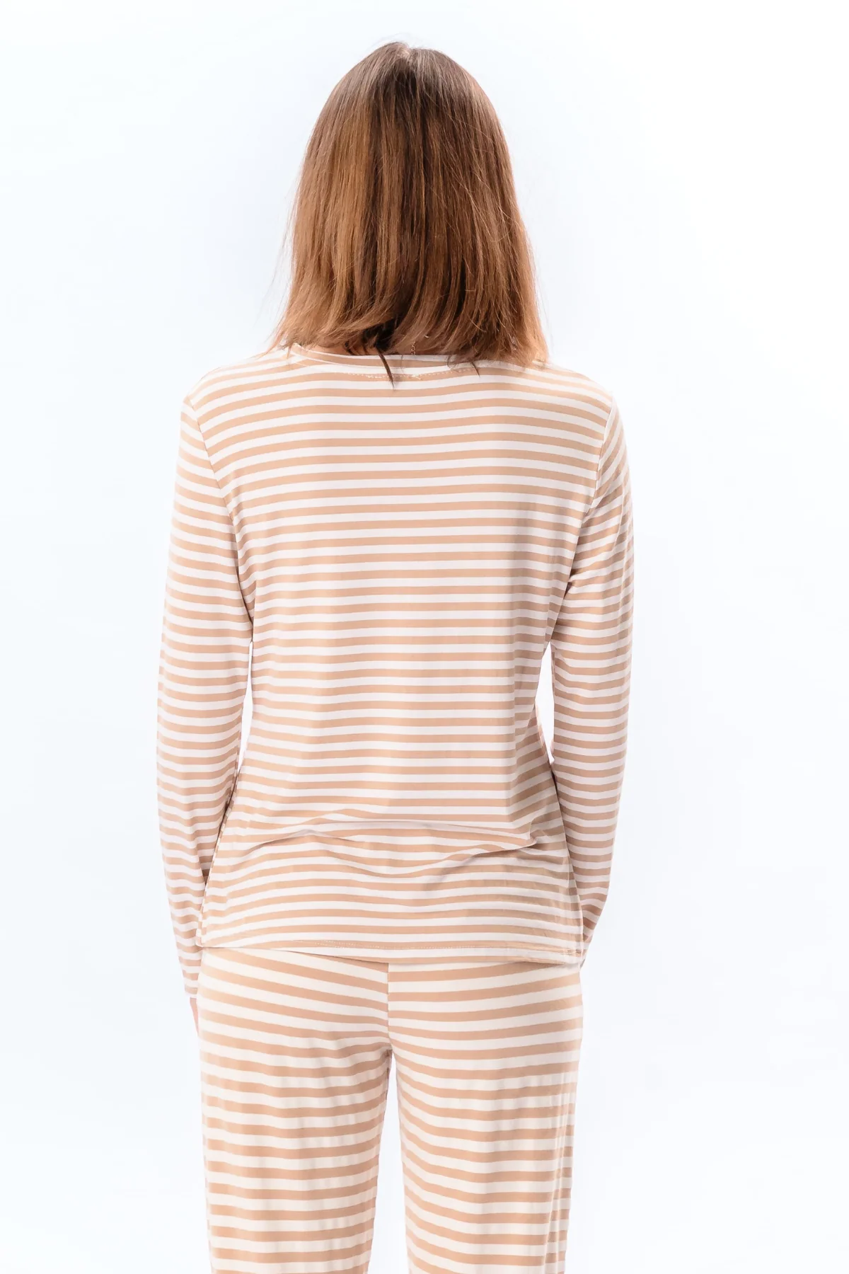 Rayas Manga Larga Slim Fit - Beige - Imagen 5