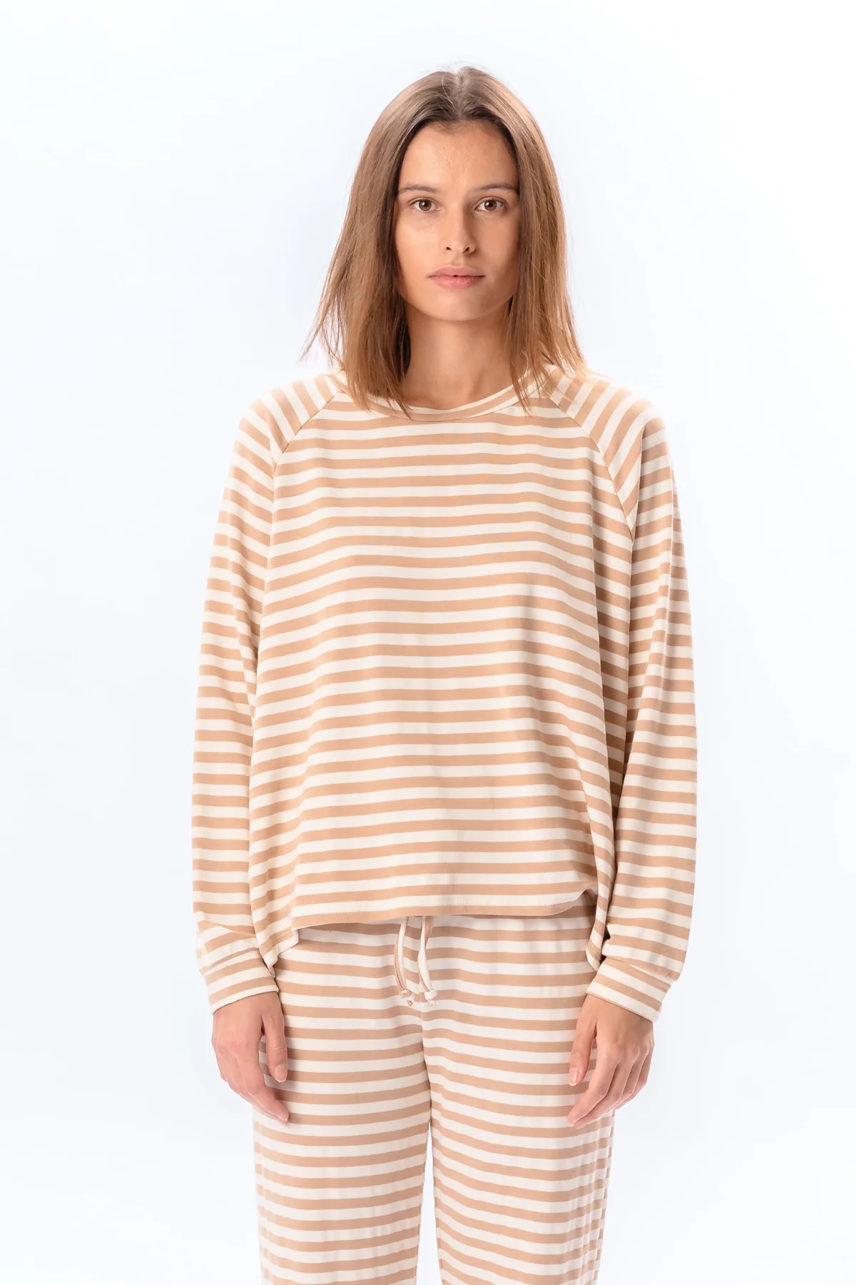 Manga larga a rayas Regular Fit - Beige - Imagen 3