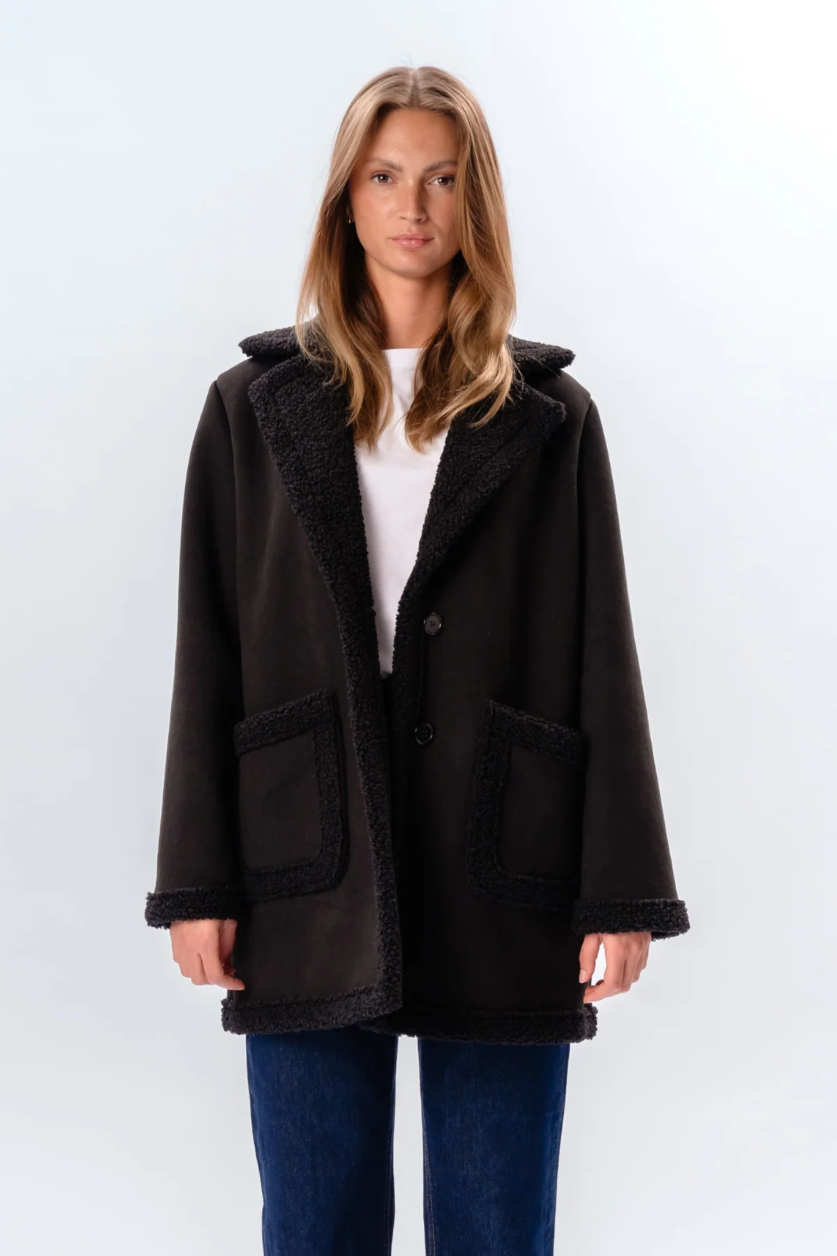 Abrigo Shearling - Negro - Imagen 3