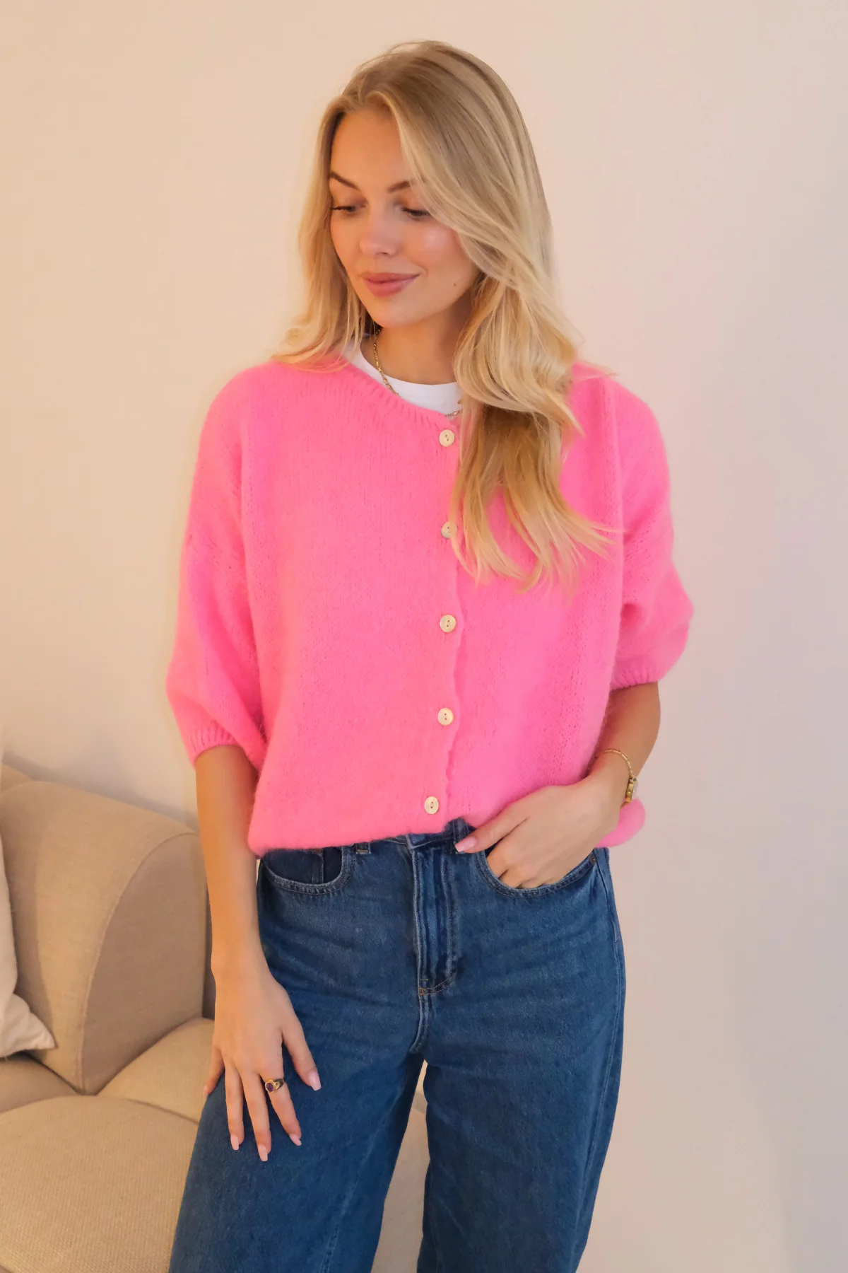 Punto Mary de manga corta - Rosa bebé - Imagen 4