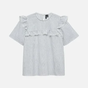 Top de rayas de frill de campana - Blancanieves / Negro