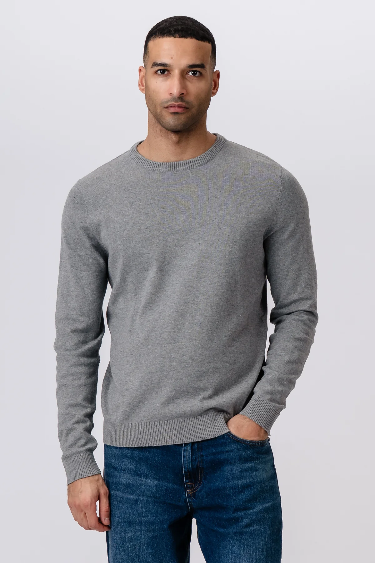 Jersey Cuello Redondo - Gris Melange