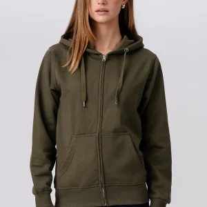 Basic Sudadera con capucha zip - ejército