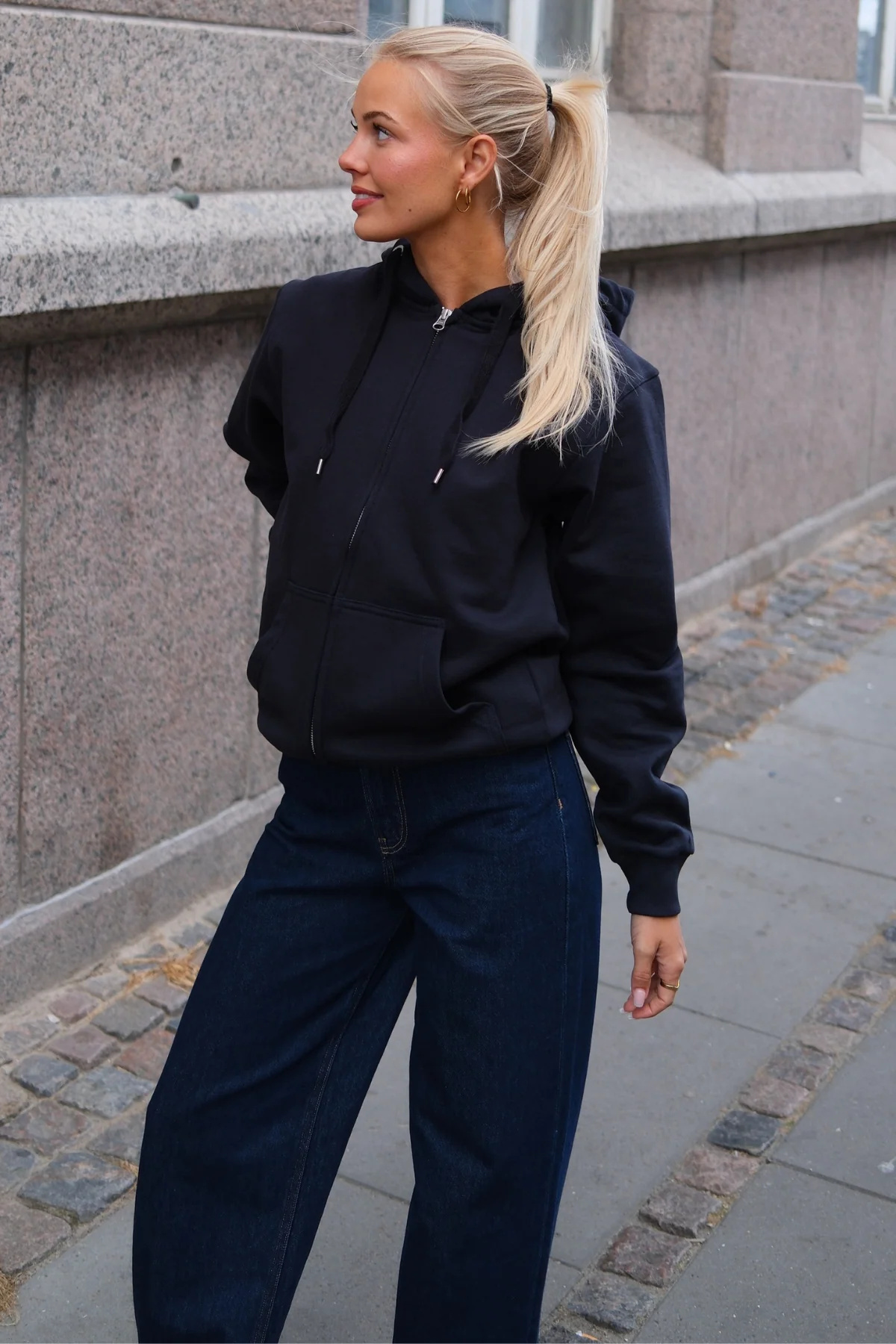 Basic Sudadera con capucha zip - marina oscura - Imagen 3