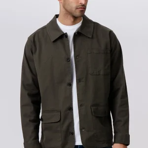 Chaqueta de camisa de sarga - Oliva oscura