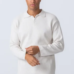 Polo de manga larga de punto - blanco