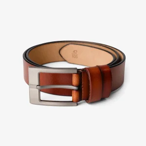 Cinturón Abilene - Cuero Marrón Oscuro - Hebilla Plateada