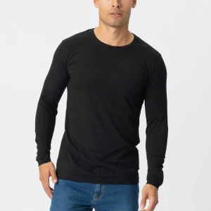 Camiseta muscular de manga larga-Negro