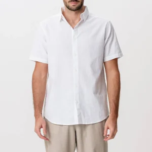 Camisa de lino de manga corta - blanco