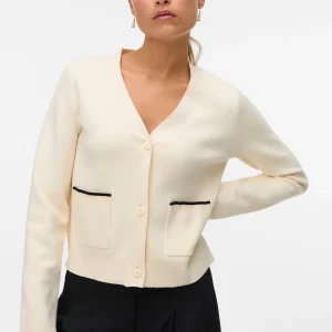 Cárdigan dorado en contraste con cuello en V - Birch W. Black