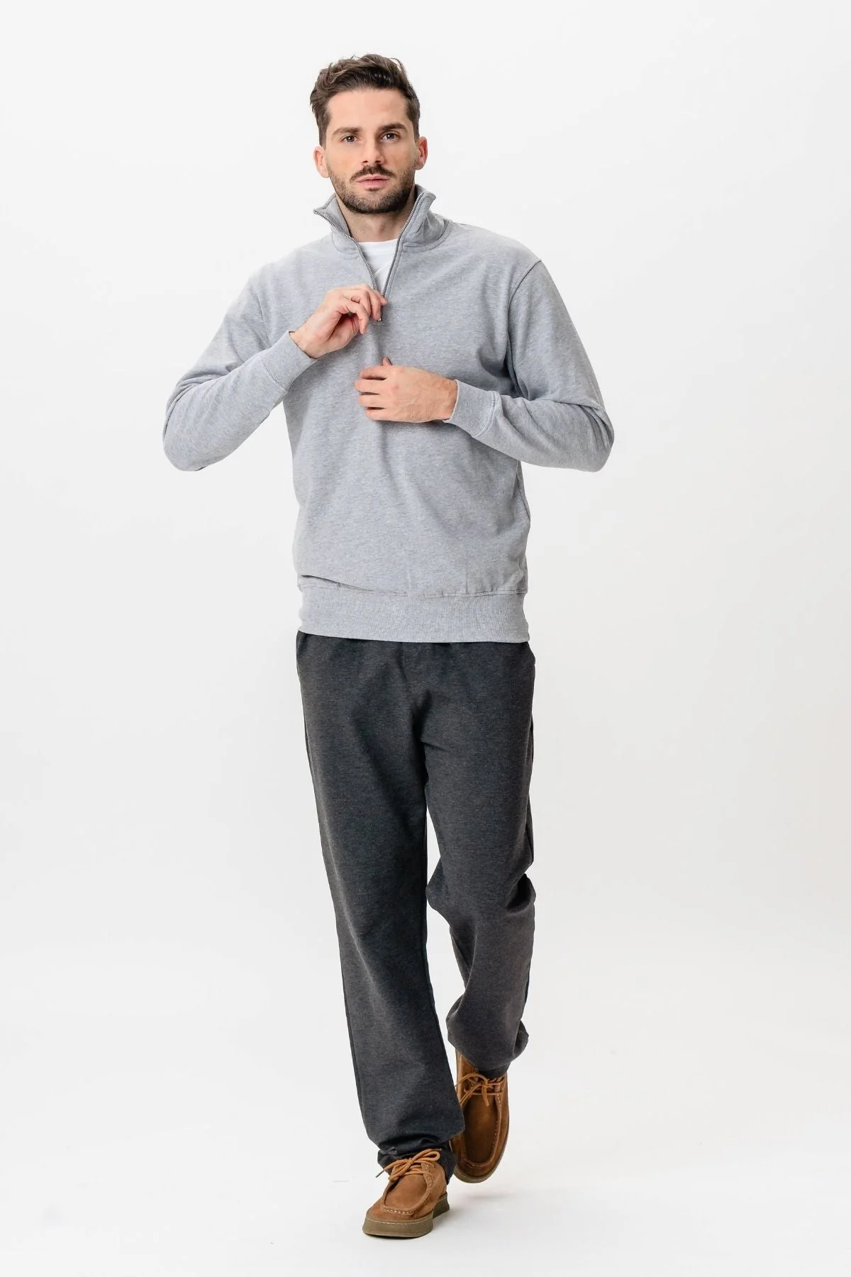 Sudadera media zip - gris - Imagen 6