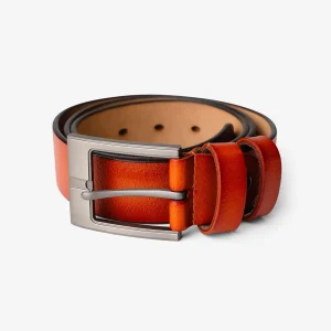 Cinturón Abilene - Piel marrón claro - Hebilla plateada